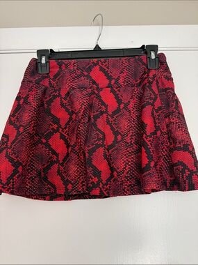 Red Snake-Print Circle Skirt